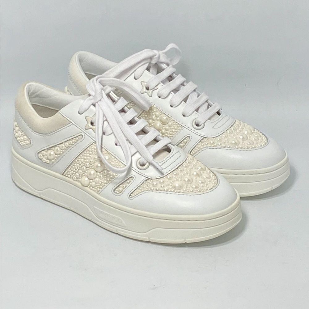 Jimmy Choo Hawaii Leather Low-Top Sneakers size 35